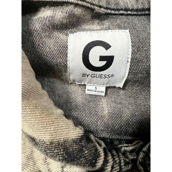 Guess Denim Jacket Womens Small Gray Bleach Button Up Long Sleeve Coat Ladies - Picture 4 of 8